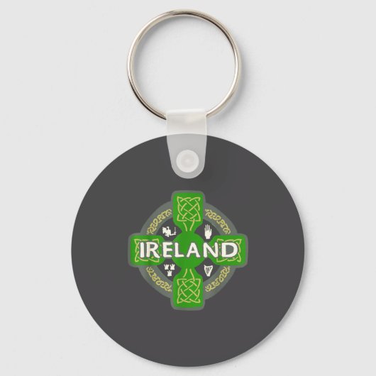 Porte-clés Irlande St Patrick Jour Croix Celtique Verte (Recto)