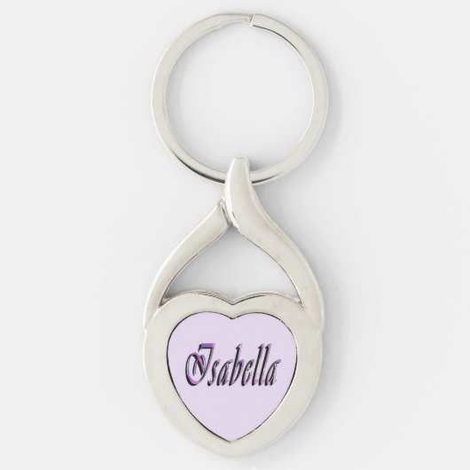 Porte-clés Isabella Nom En Violet Et Rose, (Devant)