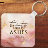Porte-clés Isaïe 61 3 Beauté de Ashes Bible Verse Rose (Verso)