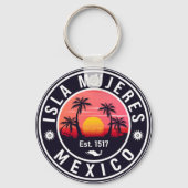 Porte-clés Isla Mujeres Mexique Retro Sunset Souvenirs Palm (Verso)