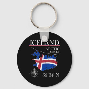 Porte-clés Islande - Cercle Polaire - Drapeau islandais polai