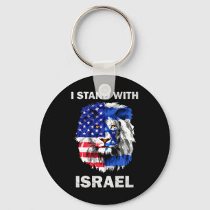 Porte-clés Israël et drapeau États-Unis Lion Je suis avec Isr