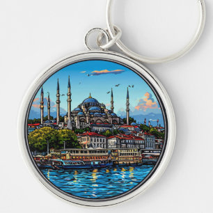 Porte-clés Istanbul Skyline Avec Des Couleurs Vibrantes