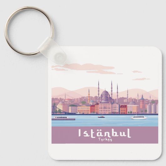 Porte-clés Istanbul Turquie Pastel Voyage Design (Recto)