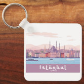 Porte-clés Istanbul Turquie Pastel Voyage Design (Recto)