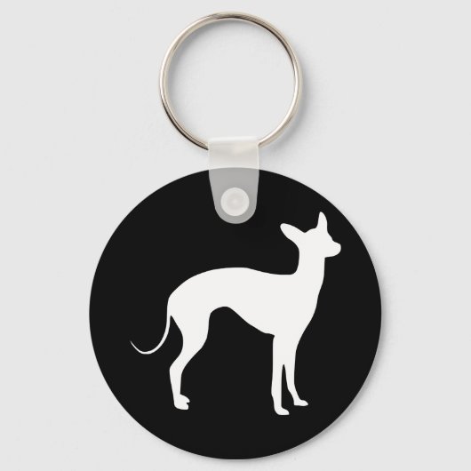 Porte-clés Italian Greyhound White on Black (Recto)