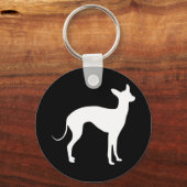 Porte-clés Italian Greyhound White on Black (Recto)