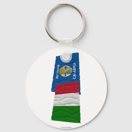 Porte-clés Italie et Calabre agitant des drapeaux (Recto)