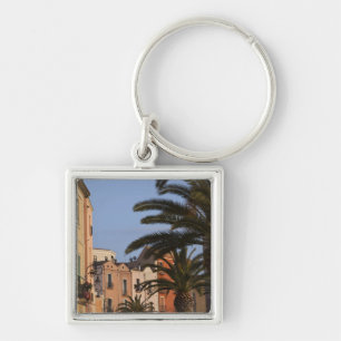 Porte-clés Italie, Sardaigne, Cagliari. Bâtiments et palmiers