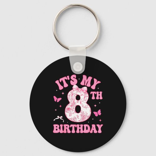 Porte-clés It's My 8th Birthday Nk Coquette Bow 8 Year Old Bi (Recto)
