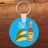 Porte-clés IT'S TACO TIME cute tacos hot sauce illustration (Recto)