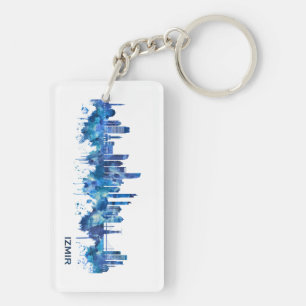 Porte-clés Izmir Turquie Skyline bleu