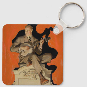 Porte-clés J.C. Leyendecker Joueur de banjo 1920 Art déco Art