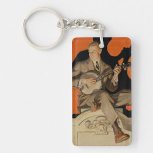Porte-clés J.C. Leyendecker Joueur de banjo 1920 Art déco Art