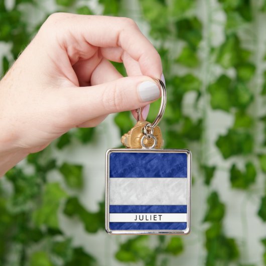 Porte-clés J Juliet Nautical Signal Flag + Your Name (main)