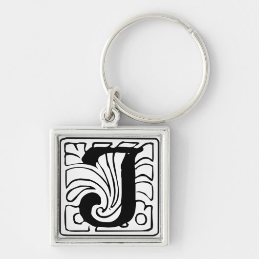 Porte-clés J Monogramm schwarz weiß Schlüsselanhänger (Devant)