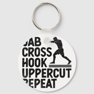 Porte-clés Jab Croix Crochet Uppercut Répéter Boxeur Sports A