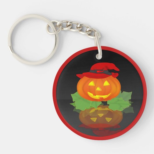 Porte-clés Jack-o'-lantern et sa réflexion - (Devant)