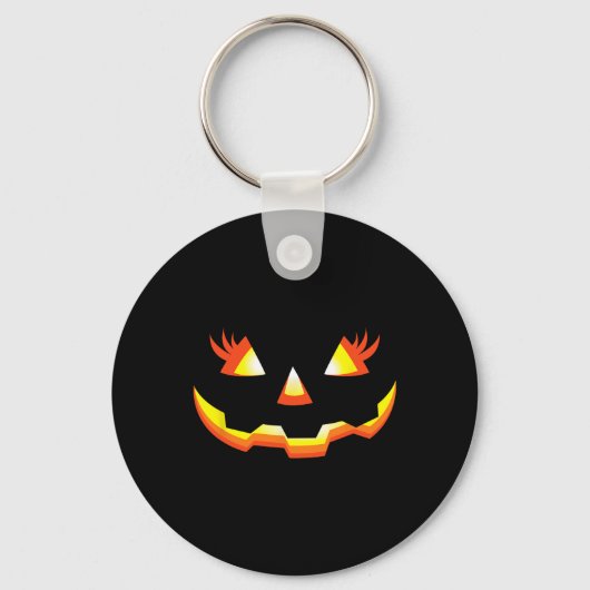 Porte-clés Jack-o'-lantern Face Citrouille Eyelashes Hallowee (Recto)