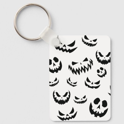 Porte-clés Jack-o'-lantern face Citrouille noir et blanc (Recto)