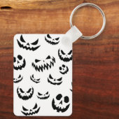 Porte-clés Jack-o'-lantern face Citrouille noir et blanc (Verso)