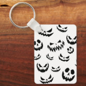 Porte-clés Jack-o'-lantern face Citrouille noir et blanc (Recto)