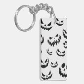 Porte-clés Jack-o'-lantern face Citrouille noir et blanc (Devant gauche)