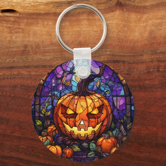 Porte-clés Jack-o'-lanterne en verre tendu : Élégance Éffraya (Verso)