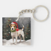 Porte-clés Jack Russell Chien à Noël de neige (Dos)