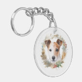 Porte-clés Jack Russell Christmas Wreath Festive Pup (Devant gauche)