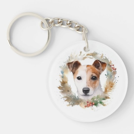 Porte-clés Jack Russell Christmas Wreath Festive Pup (Devant)