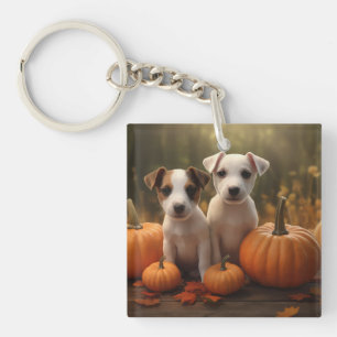 Porte-clés Jack Russell Puppy Automne Citrouille de plaisir