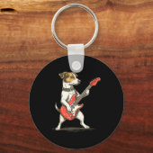 Porte-clés Jack Russell Terrier Dog Playing Guitar Rocker Gui (Recto)