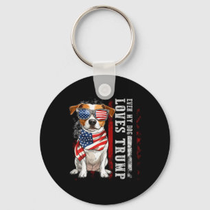 Porte-clés Jack Russell Terrier Même Mon Chien Aime Trump Drô