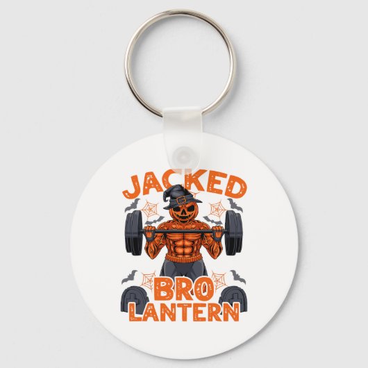 Porte-clés Jacked Bro Lantern Halloween Pumpkin Weightlifting (Recto)