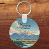 Porte-clés Jackson Hole Wyoming Ranch Tetons Mountains Retro (Recto)