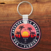 Porte-clés Jacksonville Beach Floride tropical Retro Sunset (Recto)