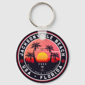 Porte-clés Jacksonville Beach Floride tropical Retro Sunset (Verso)