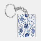 Porte-clés Jacobean Floral Lg Motif Bleu sur Blanc (Devant gauche)