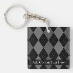 Porte-clés Jacquard gris noir et charbon de bois
