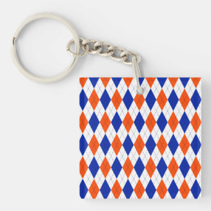 Porte-clés Jacquard orange et bleu diamant