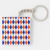 Porte-clés Jacquard orange et bleu diamant (Dos)