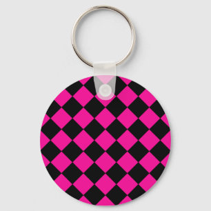 Porte-clés Jacquard rose et noir