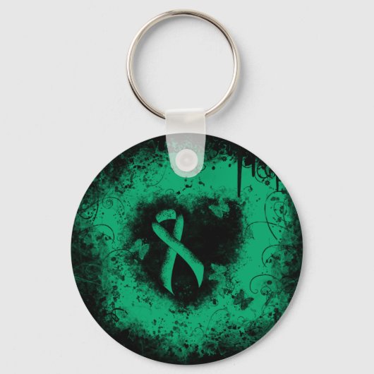 Porte-clés Jade Awareness Ribbon Grunge Coeur (Recto)