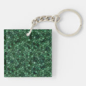 Porte-clés Jade Green Cobbled Patchwork Terrazo Pattern (Dos)
