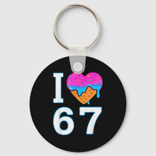 Porte-clés J'adore 67 Mème Cœur 6 7 Marchandise Six Sept Glac