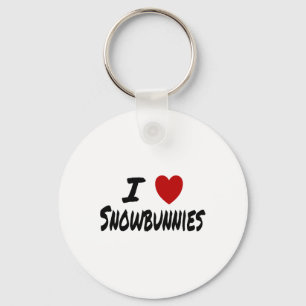 Porte-clés J'adore (aime) les Snowbunnies Skiant Snowboarding