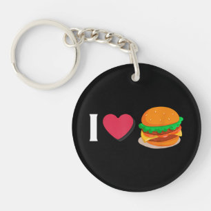 Porte-clés J'adore Burger Cheeseburger Manger Malsain