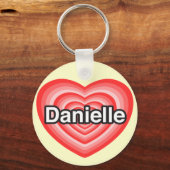 Porte-clés J'adore Danielle. Je t'aime Danielle. Cœur (Recto)