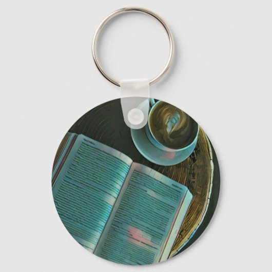 Porte-clés J'adore le café et les livres (Recto)